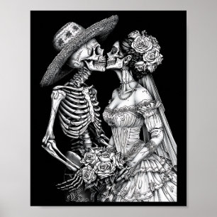 Poster Skeleton Mariage Mariée Et Jour De La Pièce Morte