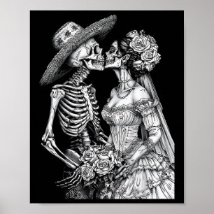 Poster Skeleton Mariage Mariée Et Jour De La Pièce Morte