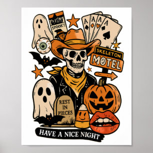 Poster Skeleton Motel Repos En Pièces Ont Une Belle Nuit