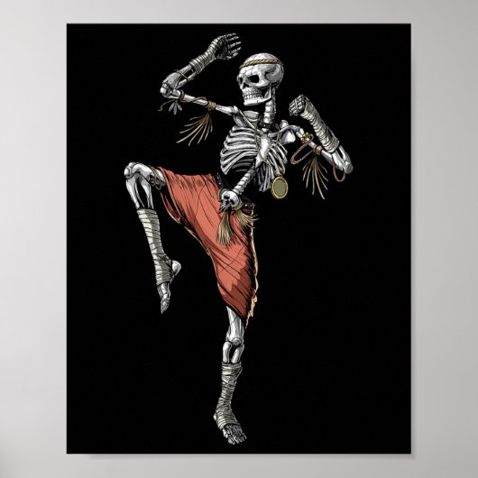 Poster Skeleton Muay Thai Boxing Karate Kickboxing Martia (Devant)