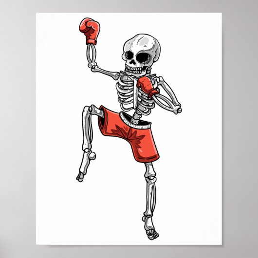 Poster Skeleton Muay Thai Halloween Kickboxing Mixed mart (Devant)
