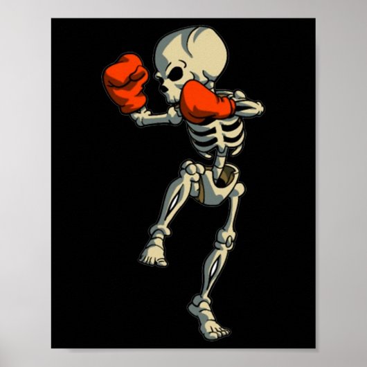Poster Skeleton Muay Thai Halloween Kickboxing Mma Combat (Devant)
