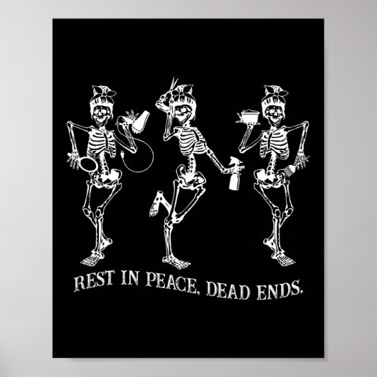Poster Skeleton Peace Dead met fin à Halloween coiffeur (Devant)