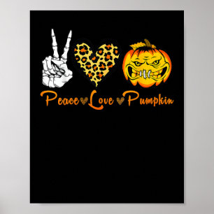 Poster Skeleton Peace Leopard Love Citrouille effrayant H