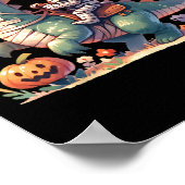 Poster Skeleton Riding Dragon Halloween Thème Citrouille  (Coin)