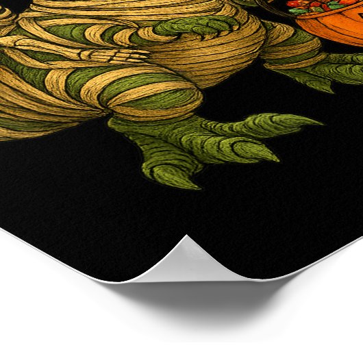 Poster Skeleton Riding Mummy Dinosaur T Rex Halloween Fun (Coin)