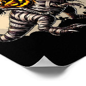 Poster Skeleton Riding Mummy Dinosaur T Rex Pumpkin Funny (Coin)