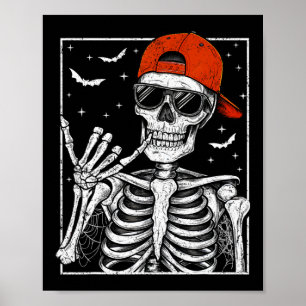 Poster Skeleton Rock Halloween Costume Cool Rock Mus