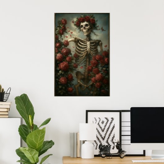 Poster Skeleton & Roses (Bureau à domicile)