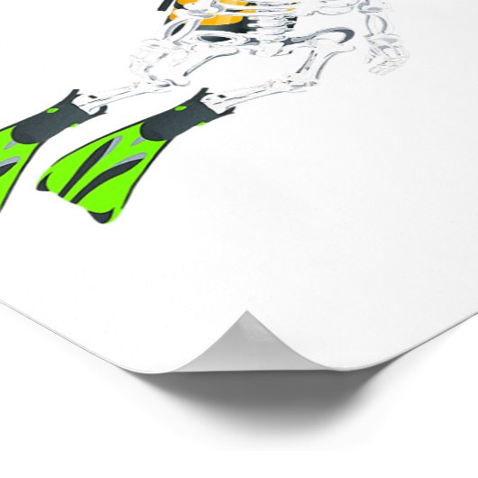 Poster Skeleton Scuba Plongée Halloween Citrouille Plonge (Coin)