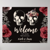 Poster Skeleton Skull Mauve Dusty Mariage Rose Bienvenue (Devant)