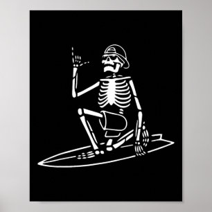 Poster Skeleton Surf Lazy Halloween Costume Crâne os