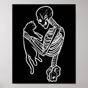 Poster Skeleton tenant chat amusant Halloween Costume Hom