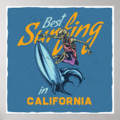 Poster Skeleton vintage Surf California Beach (Devant)