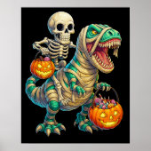 Poster Skeleton Whimsical équitation maman T-Rex Hallowee (Devant)