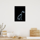 POSTER SKELETON X-RAY CHIEN SITTING - BLEU & NOIR (Cuisine)
