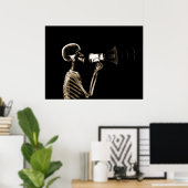 POSTER SKELETON X-RAY SUR MEGAPHONE - SEPIA (Bureau à domicile)