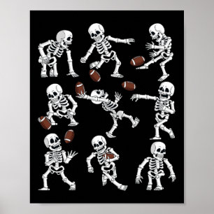 Poster Skeletons américains de football Halloween Drôle H