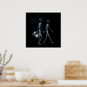 Poster Skeletons de vision à rayons X en couple - bleu (Cuisine)