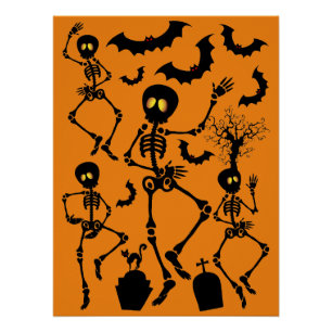 Poster Skeletons d'Halloween Macabre Dance