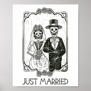 Poster Skeletons D'Halloween Mariée Et Groom Juste Mariée