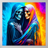 Poster Skeletons enveloppés dans un arc-en-ciel (Devant)