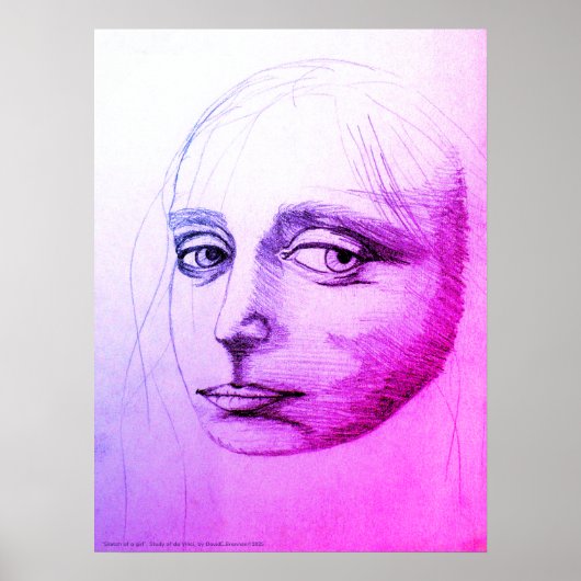 Poster "Sketch of a girl", a study of da Vinci, D.C.B. (Devant)