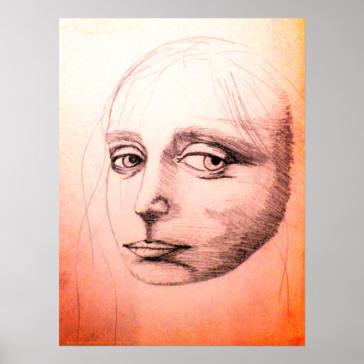 Poster "Sketch of a girl" (sangria) , A study of da Vinci (Devant)