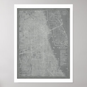 Poster Sketch of Chicago City Map