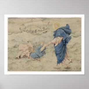 Poster Sketch of Christ Walking on Water (w/c on paper)