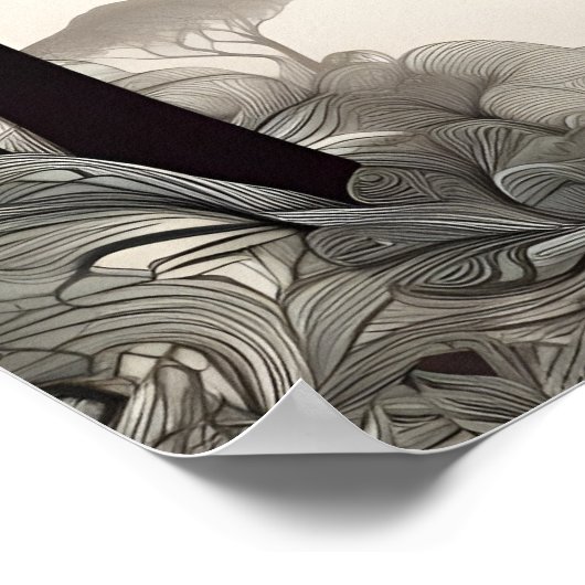 Poster Sketch Whimsical Elephant - Noir & Blanc avec (Coin)