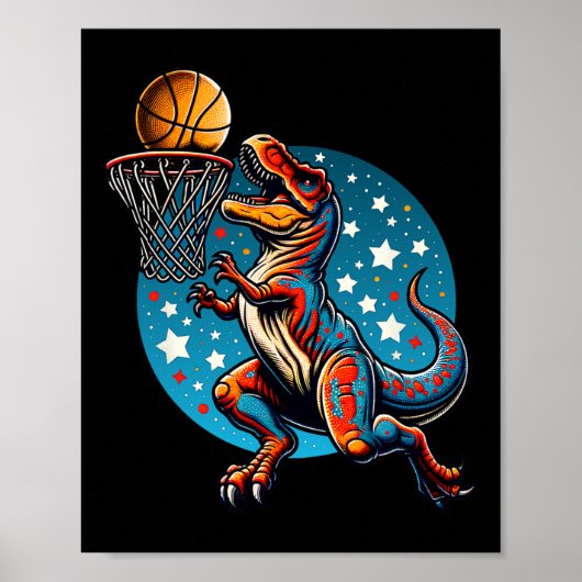 Poster Sketll Player T-rex Dinosaur  (Devant)
