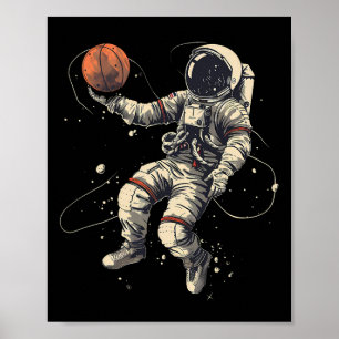Poster Sketwork Astronaut Lay Up Sketball Player