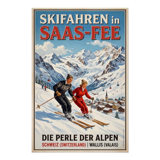 Poster Ski à Saas-Fee (Devant)