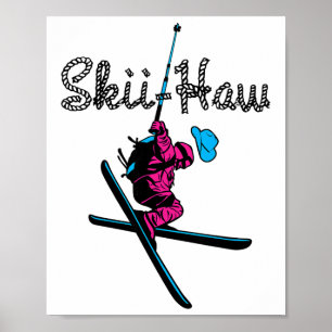 Poster Ski alpin sur neige Ski Haw Sports d'hiver Cowboy