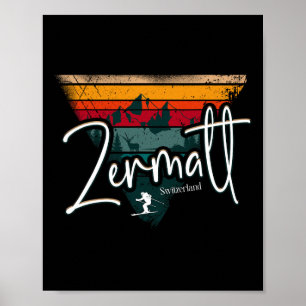 Poster Ski alpin vintage Zermatt Alpes suisses Suisse