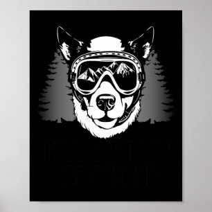 Poster Ski amusant Amoureux des chiens Ski de montagne Sp