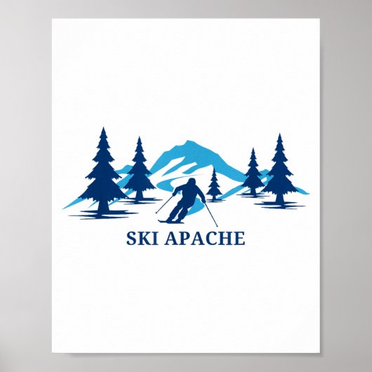 Poster Ski apache new mexico station de ski skieur (Devant)