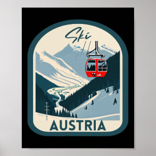 Poster Ski Autriche Rétro Vintage Style Ski Autrichien
