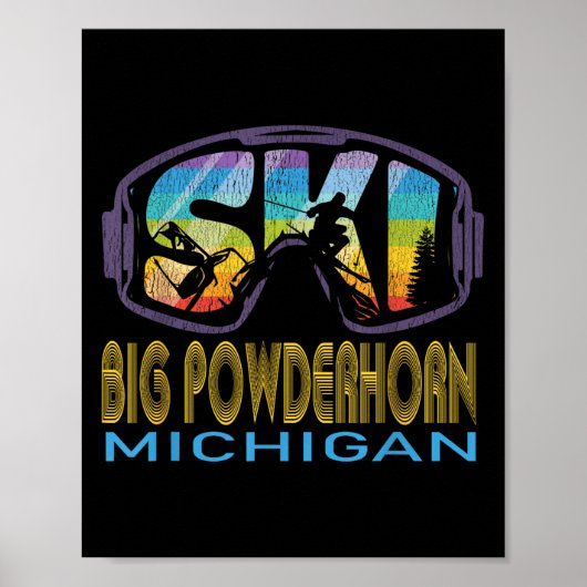 Poster Ski Big Powderhorn Michigan Vacances ski (Devant)