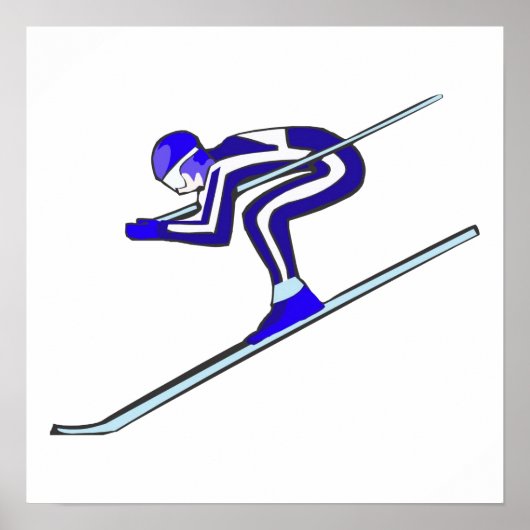 Poster Ski bleu rapide (Devant)