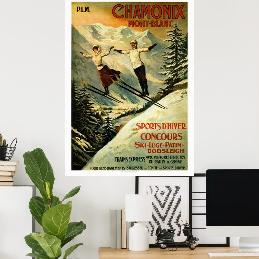 Poster Ski Chamonix vintage (Bureau à domicile)
