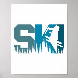 Poster Ski Cool Style Ski Alpin Skier Femmes Hommes Garço