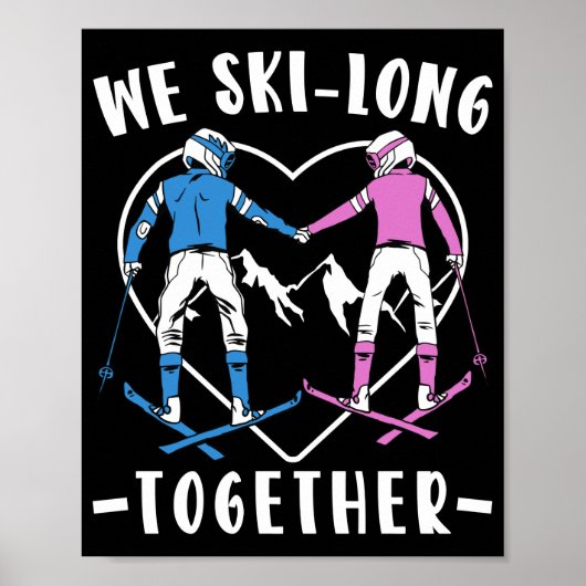 Poster Ski Couple Nous Ski Long Ensemble Skier Hiver (Devant)
