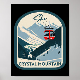 Poster Ski Crystal Mountain Rétro Vintage Crystal Montagn