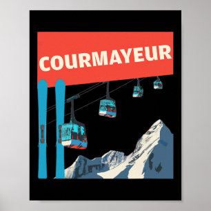 Poster Ski de Courmayeur - Ski de Courmayeur rétro