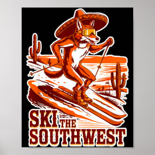 Poster Ski de l'aventure sud-ouest coyote skieur ski nous