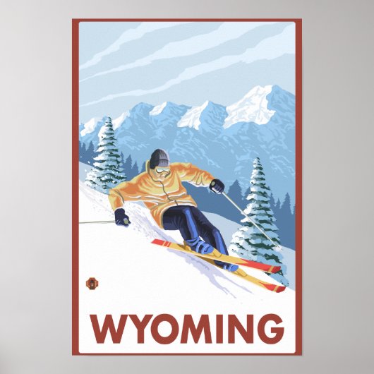 Poster Ski de neige en descente Wyoming (Devant)
