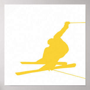 Poster Ski de neige jaune