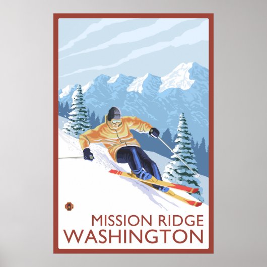 Poster Ski de neige - Mission Ridge, Washington (Devant)